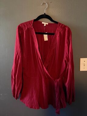 Maurices Deep Berry Wrap Blouse